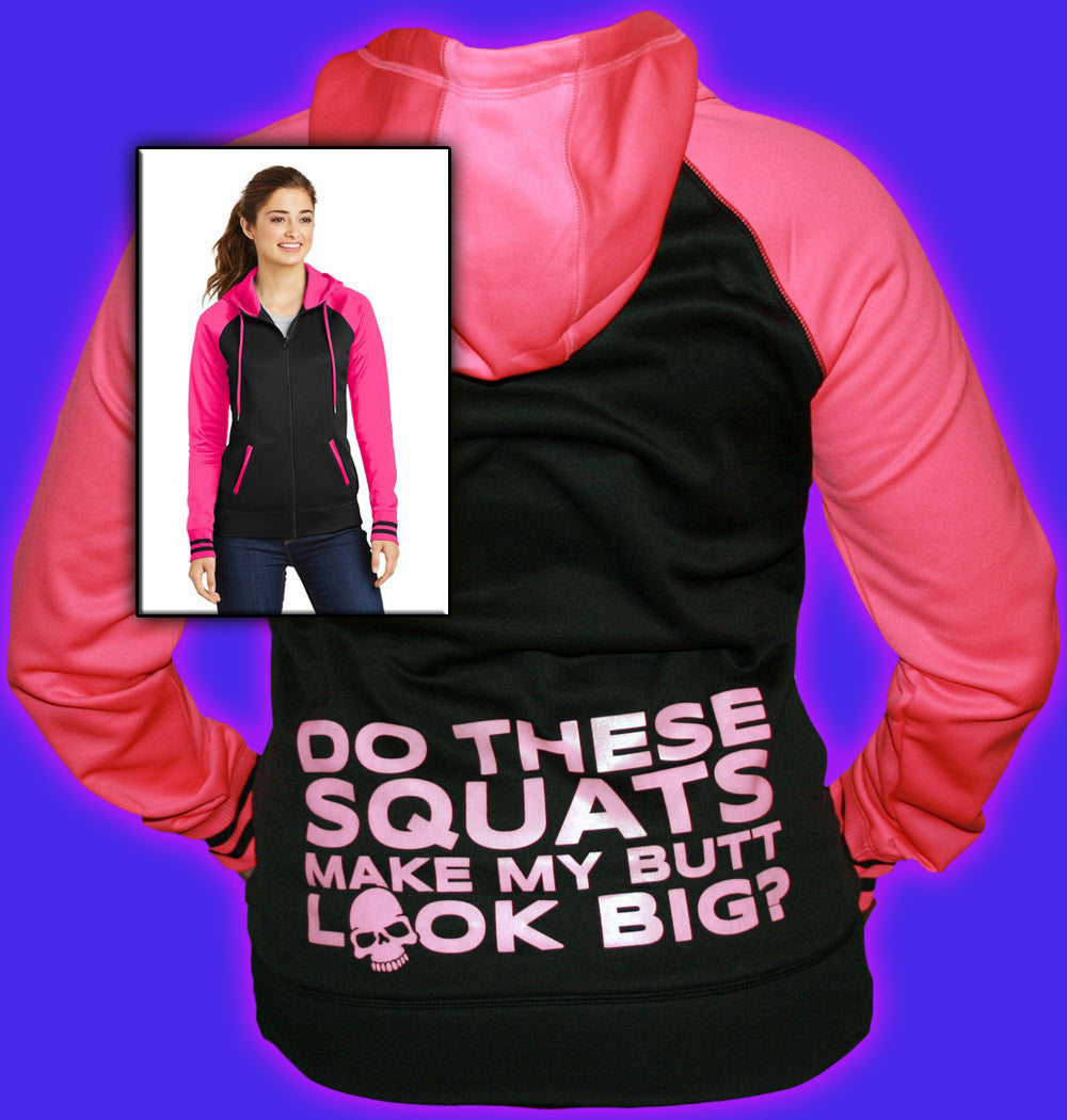 Ladies Squats Butt 100% Polyester Full Zip Hoodie